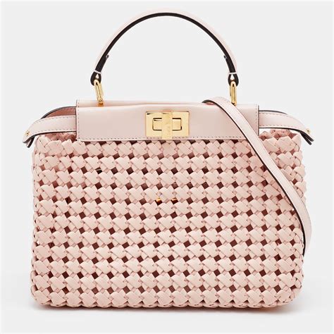 fendi peekaboo woven leather|fendi peekaboo mini bag.